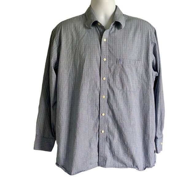 Izod Saltwater Long Sleeve Blue White Cotton Button Down Shirt Men's Large - Picture 2 of 10